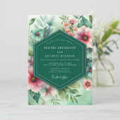 Invitation Emerald Floral Whimsy Wedding (Debout devant)