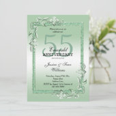 Invitation Emerald Gem & Glitter 55e Anniversaire de mariage (Debout devant)