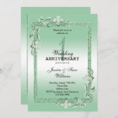 Invitation Emerald Gem & Parties scintillant 1er Mariage (Devant / Derrière)