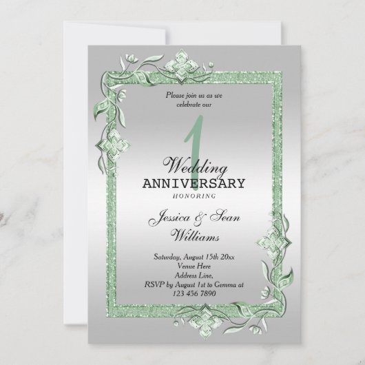 Invitation Emerald Gem & Parties scintillant & Silver 1er Mar (Devant)