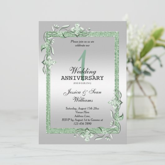 Invitation Emerald Gem & Parties scintillant & Silver 1er Mar (Debout devant)