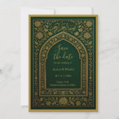 Invitation Emerald Gold Arche arabe Mariage enregistrer la da (Devant)