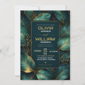 Invitation Emerald Gold Botanical Luxury Green Leaf  (Devant)