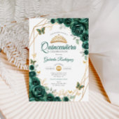 Invitation Emerald Gold Floral Quinceanera