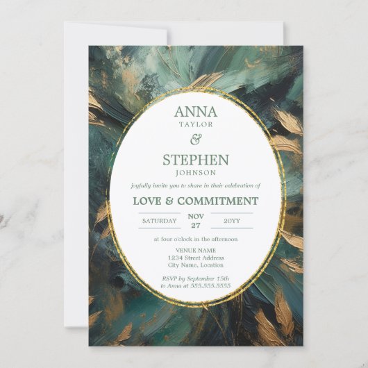 Invitation Emerald & Gold Love & Commitment Ceremony (Devant)