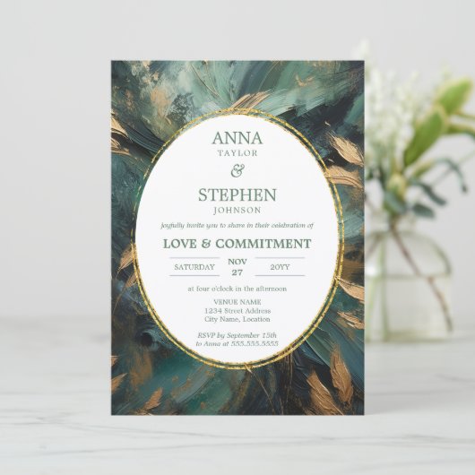 Invitation Emerald & Gold Love & Commitment Ceremony (Debout devant)