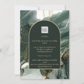 Invitation Emerald Gold Marbled Imprimé ou Mariage numérique (Dos)