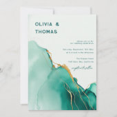 Invitation Emerald Gold Moderne romantique Boho Beach Mariage (Devant)