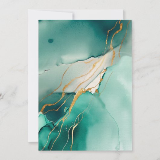 Invitation Emerald Gold Moderne romantique Boho Beach Mariage (Dos)