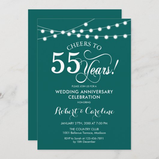 Invitation Emerald Green 55e anniversaire du Mariage (Devant / Derrière)