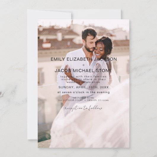 Invitation Emerald Green 5 Photo Moderne Mariage élégant (Dos)