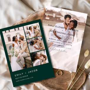 Invitation Emerald Green 5 Photo Moderne Mariage élégant