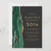 Invitation Emerald Green Agate Black Gold 50th Anniversary (Devant)