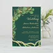 Invitation Emerald Green Agate Eucalyptus Jewel Mariage (Debout devant)