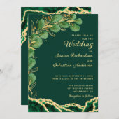 Invitation Emerald Green Agate Eucalyptus Jewel Mariage (Devant / Derrière)