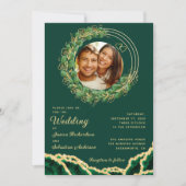 Invitation Emerald Green Agate Eucalyptus Jewel Mariage (Devant)