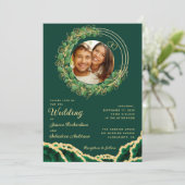 Invitation Emerald Green Agate Eucalyptus Jewel Mariage (Debout devant)