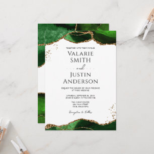 Invitation Emerald Green Agate Mariage du budget