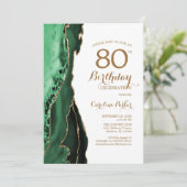 Invitation Emerald Green Agate Or 80e anniversaire (Debout devant)