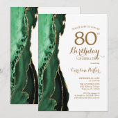 Invitation Emerald Green Agate Or 80e anniversaire (Devant / Derrière)