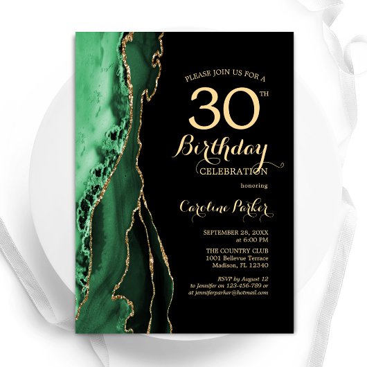 Invitation Emerald Green Agate Or Black 30e anniversaire