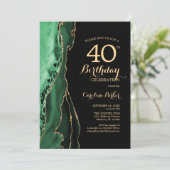 Invitation Emerald Green Agate Or Black 40e anniversaire (Debout devant)
