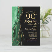 Invitation Emerald Green Agate Or Black 90e anniversaire (Debout devant)