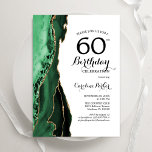 Invitation Emerald Green Agate Or Blanc 60e anniversaire<br><div class="desc">Émeraude vert,  blanc et or agate 60e anniversaire invitation de fête. Design élégant et moderne avec aquarelle agate marbre arrière - plan,  fausse parties scintillant or et typographie script de police. Carte invitation branchée parfaite pour une célébration anniversaire féminine élégante. Invitations Zazzle imprimées ou téléchargement instantané modèle imprimable numérique.</div>