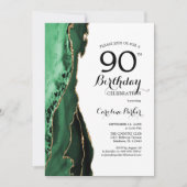 Invitation Emerald Green Agate Or Blanc 90e anniversaire (Devant)