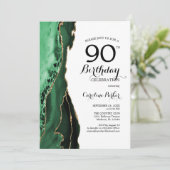 Invitation Emerald Green Agate Or Blanc 90e anniversaire (Debout devant)