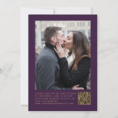 Invitation Emerald Green Agate Purple Photo QR Code Mariage (Dos)