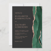 Invitation Emerald Green Agate Rose Gold QR Code Mariage (Devant)