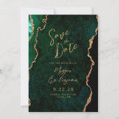 Invitation Emerald Green Agate Script Wedding Enregistrer la  (Devant)