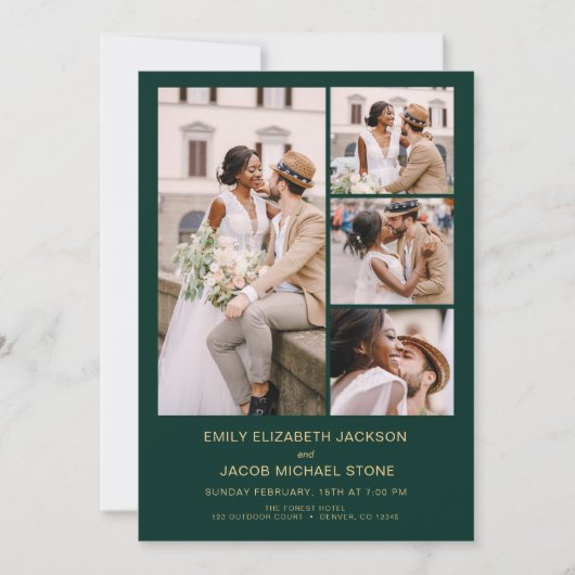 Invitation Emerald Green All In One QR Code Mariage photo (Devant)