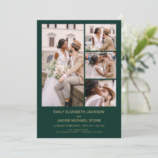 Invitation Emerald Green All In One QR Code Mariage photo (Debout devant)