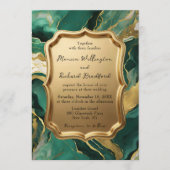 Invitation Emerald Green and Gold Agate Marble Luxury Wedding (Devant)