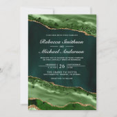 Invitation Emerald Green and Gold Agate Marble Wedding (Devant)