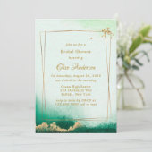 Invitation Emerald Green Aquarelle dorée Brunch & Bubbly (Debout devant)