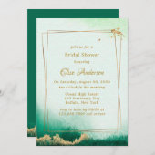 Invitation Emerald Green Aquarelle dorée Brunch & Bubbly (Devant / Derrière)