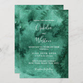Invitation Emerald Green Aquarelle Moderne Mariage élégant (Devant / Derrière)