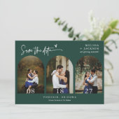 Invitation Emerald Green Arch Photo QR Code Enregistrer la da (Debout devant)