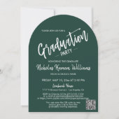 Invitation Emerald Green Arch Photo QR Code Grad Party (Devant)