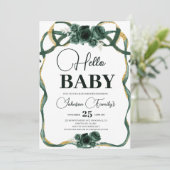 Invitation Emerald Green Baby fille Douche, fleurs (Debout devant)