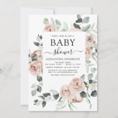 Invitation Emerald Green Baby shower Floral Vert (Devant)