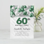 Invitation Emerald Green Balloon Parties scintillant 60e anni (Debout devant)