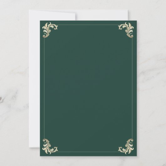 Invitation Emerald Green Baroque Gold Mariage (Dos)