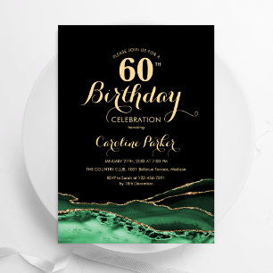 Invitation Emerald Green Black Gold Agate 60e anniversaire
