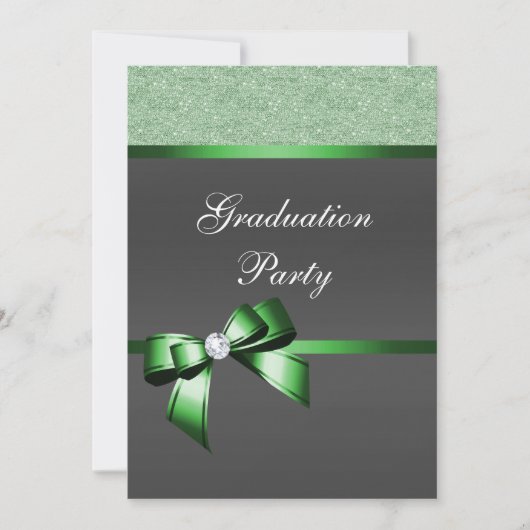 Invitation Emerald Green & Black Graduation Party (Devant)