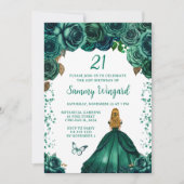 Invitation Emerald Green Blonde Hair Princess Anniversaire (Devant)