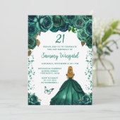 Invitation Emerald Green Blonde Hair Princess Anniversaire (Debout devant)